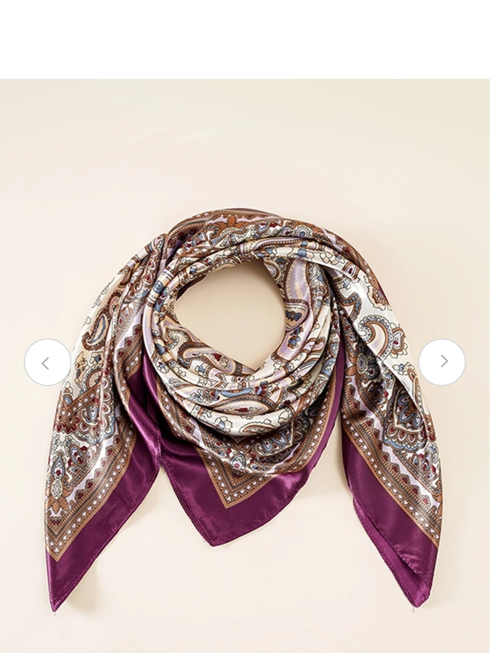 NEW 36 X 36 Inch Paisley Satin Square Scarf